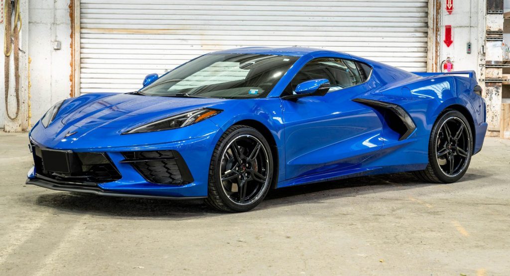 2021 Chevrolet Corvette C8 Blue convertible rental Dubai – luxury supercar rental with airport delivery by OX4 Car Rental
